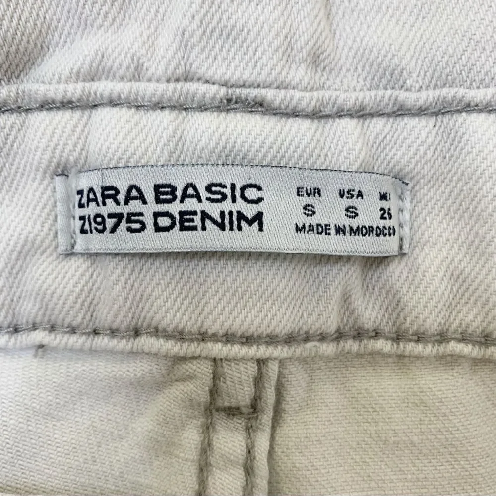 Zara Basic Bleach Distressed Cargo Style Jeans Overalls, Sz Small - Picture 13 of 15
